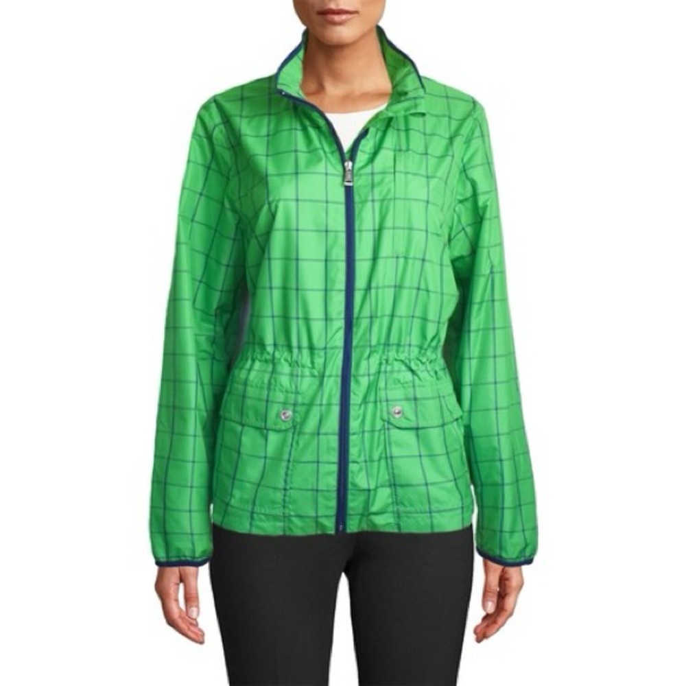 Lauren Ralph Lauren Women’s Green & Navy Plaid Windbreaker Jacket Size Medium